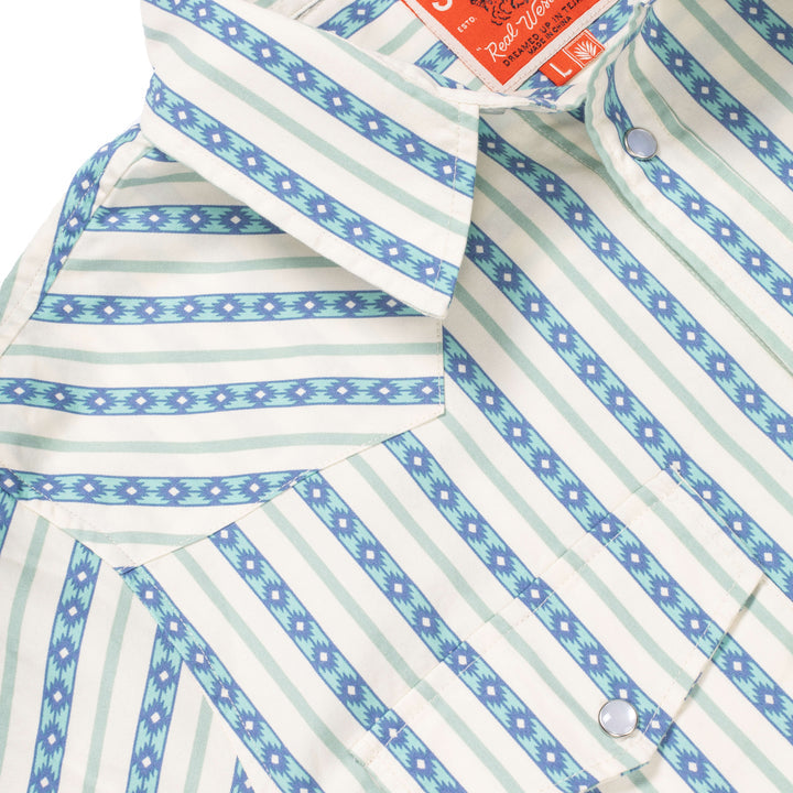 Sendero Serape Pearl Snap Short Sleeve - TEAL - Sun Diego Boardshop