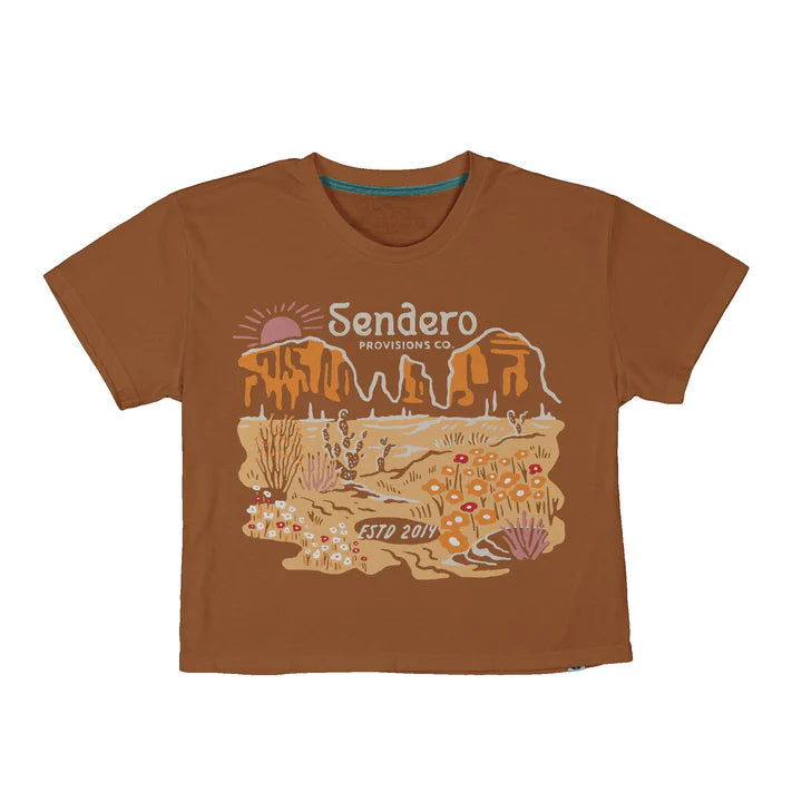 Sendero DESERT BLOOM WOMEN'S CROP TEE - MEERKAT - Sun Diego Boardshop