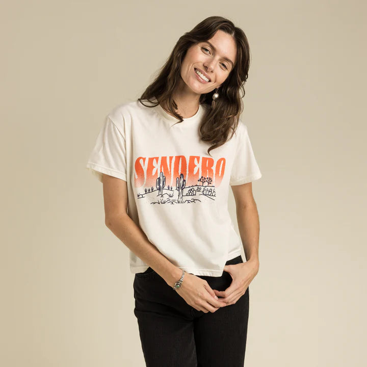 Sendero DESERT DREAMS WOMEN'S CROP TEE - VINTAGE WHITE - Sun Diego Boardshop