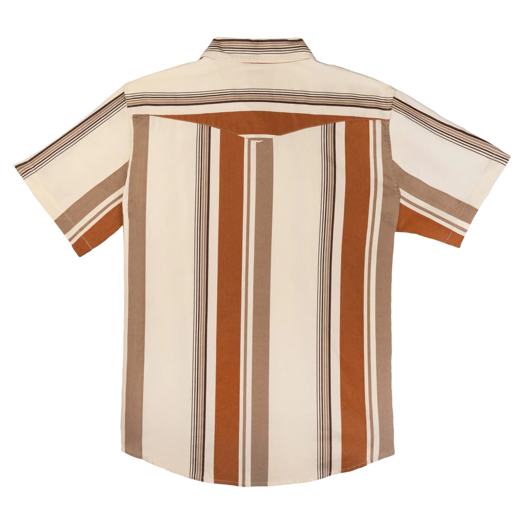 Sendero Men's The Wyatt Pearl Snap Short Sleeve Shirt - Stagecoach Stripe Saddle