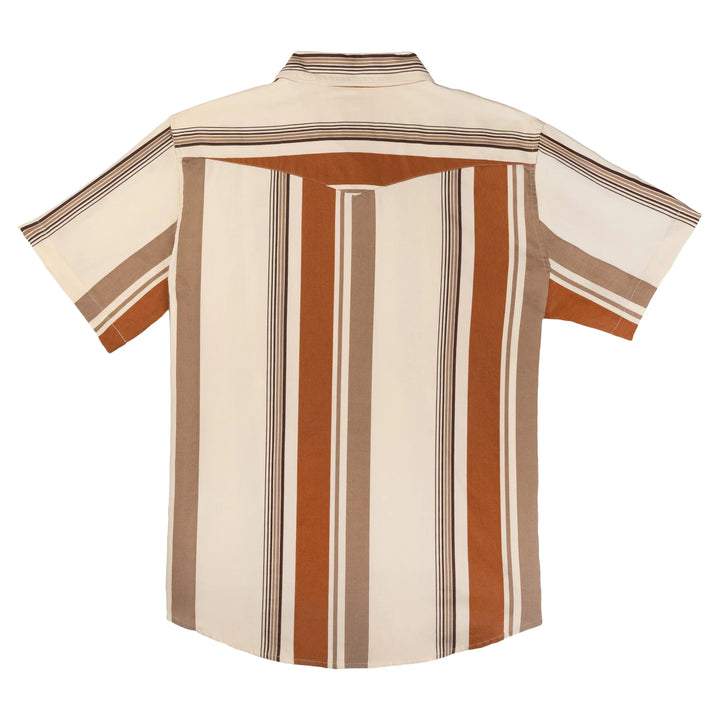 Sendero Men's The Wyatt Pearl Snap Short Sleeve Shirt - Stagecoach Stripe Saddle