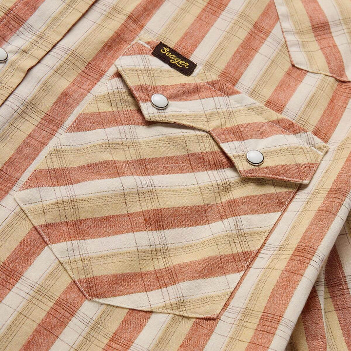 Seager Men's Sawtoof Short Sleeve Shirt - White Wash Plaid - Sun Diego Boardshop
