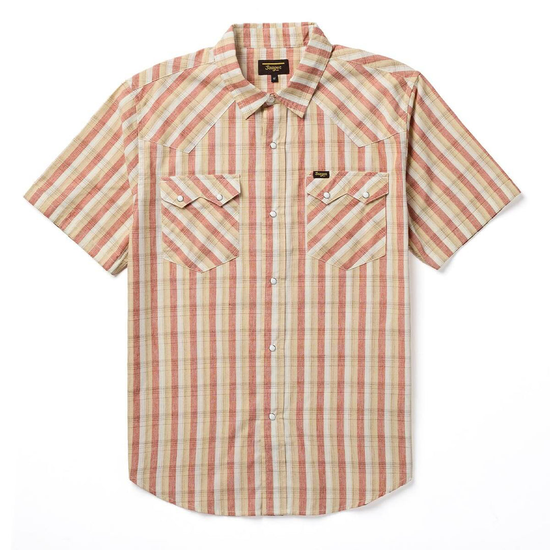 Seager Men's Sawtoof Short Sleeve Shirt - White Wash Plaid - Sun Diego Boardshop