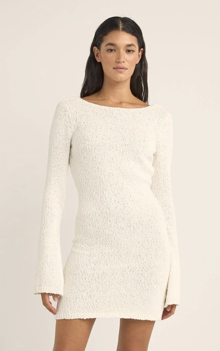 Rhythm Adele Long Sleeve Knit Dress - WHITE - Sun Diego Boardshop