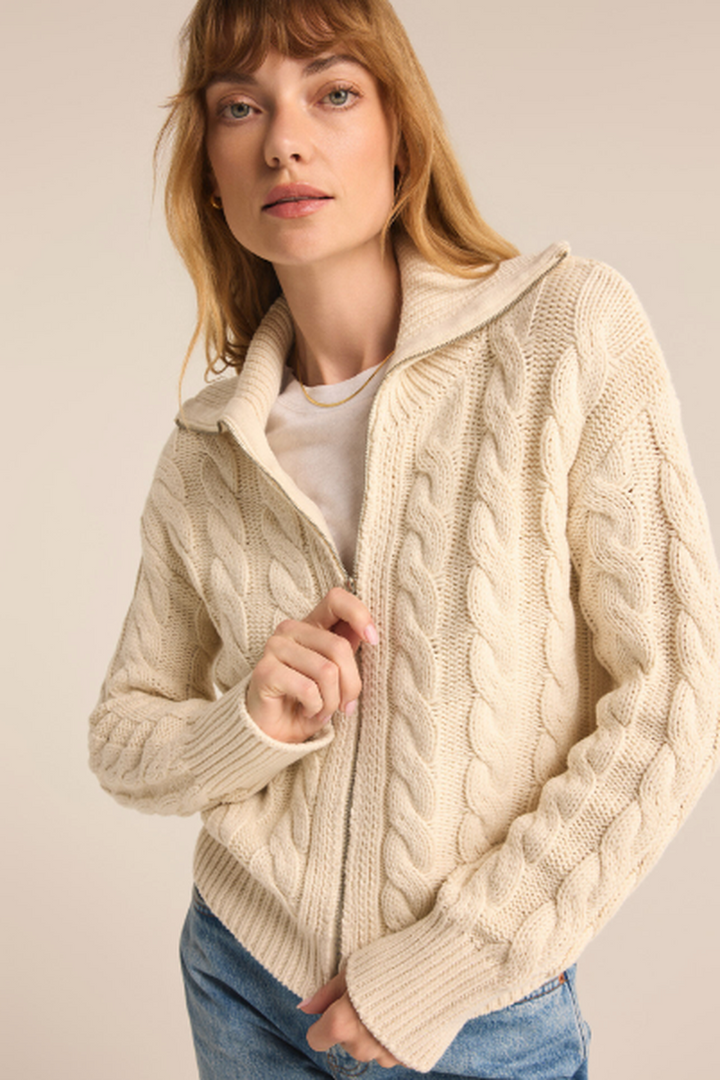 Z-Supply Hemingway Cable Cardigan Zip - SEA SALT - Sun Diego Boardshop