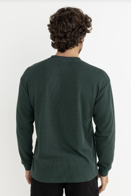 Rhythm Long Sleeve Vintage Pocket Waffle Shirt - Pine