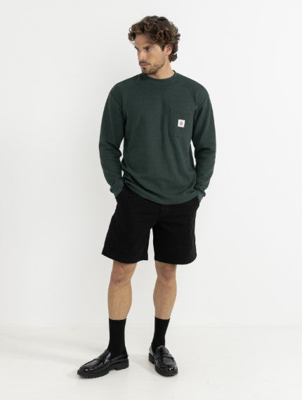 Rhythm Long Sleeve Vintage Pocket Waffle Shirt - Pine