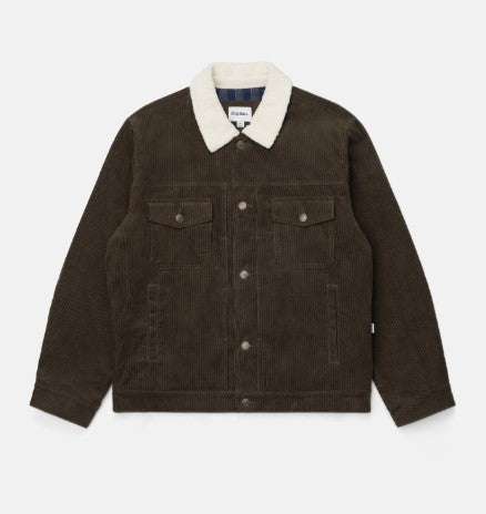 Rhythm Flannel Lined Cord Trucker Jacket - Chocolate