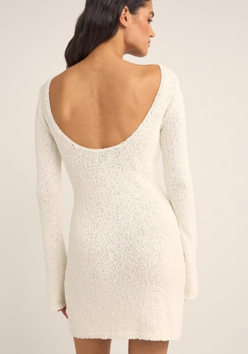 Rhythm Adele Long Sleeve Knit Dress - WHITE - Sun Diego Boardshop