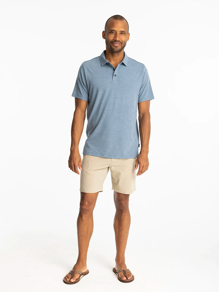 Free Fly Men'S Bamboo Flex Polo Ii - Heather Deepwater - Sun Diego Boardshop