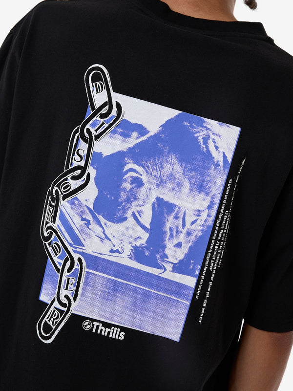 THRILLS Chain Of Disorder Oversize Fit Tee - BLACK - Sun Diego Boardshop