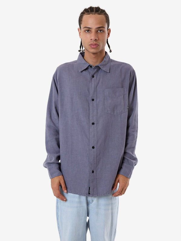 THRILLS Hemp Minimal Thrills Oversize Long Sleeve Shirt - FOLKSTONE GREY - Sun Diego Boardshop