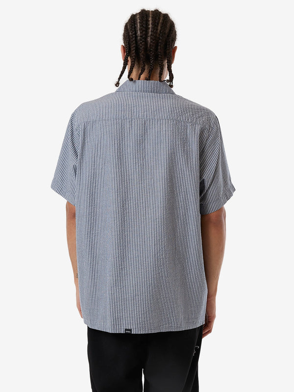 THRILLS  Union Short Sleeve Stripe Work Shirt - LIGHT PETROL - Sun Diego Boardshop