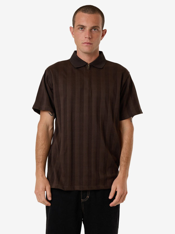 THRILLS Arts & Industrial Quarter Zip Polo - POSTAL BROWN - Sun Diego Boardshop