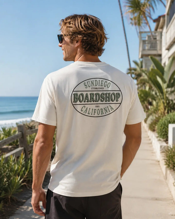 SunDiego Men's Boardshop Tee - Vintage White