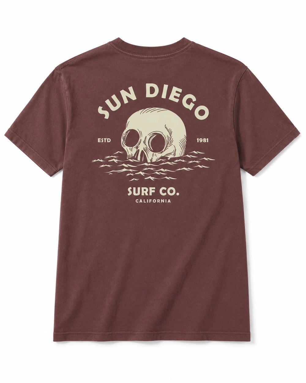 SunDiego Men's Deathwave Oversized Box Tee - Vintage Mahogany - Sun Diego Boardshop