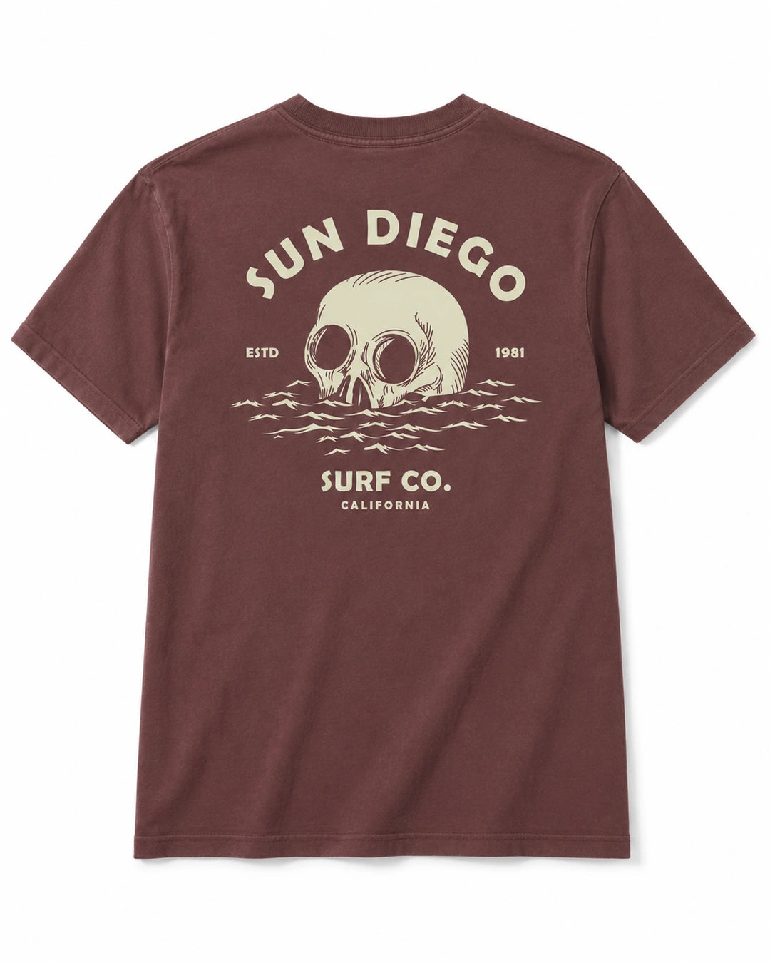 SunDiego Men's Deathwave Oversized Box Tee - Vintage Mahogany - Sun Diego Boardshop