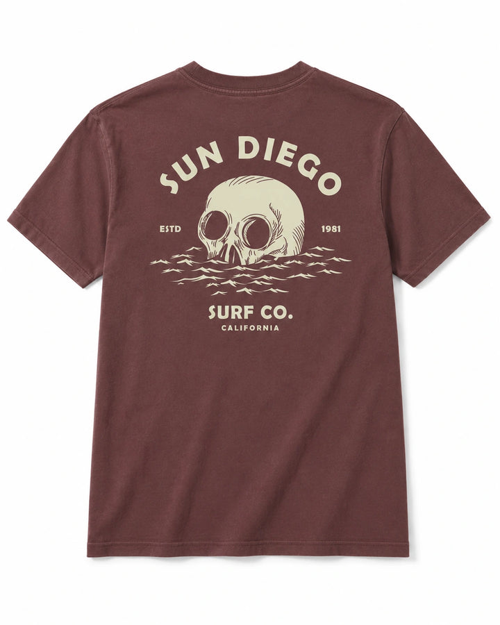SunDiego Men's Deathwave Oversized Box Tee - Vintage Mahogany - Sun Diego Boardshop
