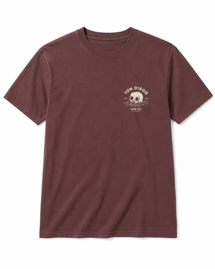 SunDiego Men's Deathwave Oversized Box Tee - Vintage Mahogany - Sun Diego Boardshop