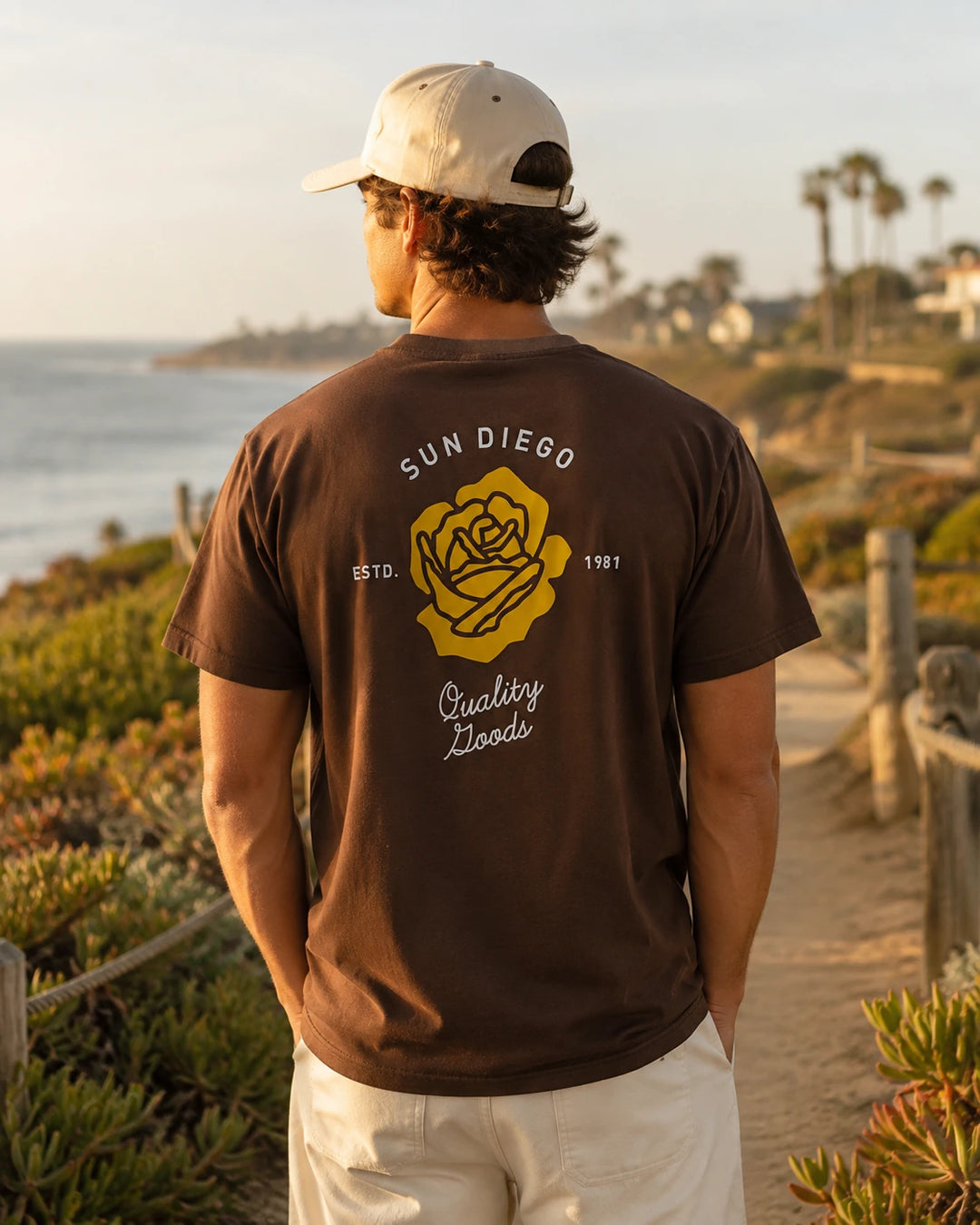 SunDiego Men's Roses Oversized Box Tee - Chocolate - Sun Diego Boardshop