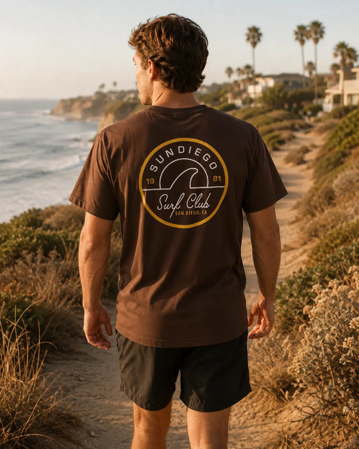 SunDiego Men's Surf Club Tee - Cacao Shell - Sun Diego Boardshop