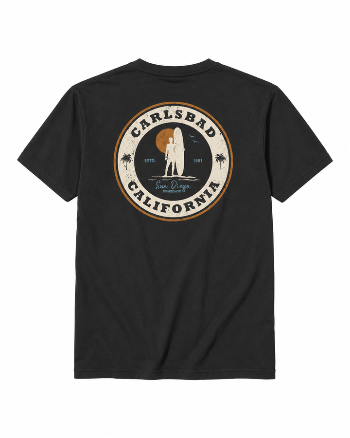 SunDiego Men's Carlsbad Surf Check Tee - Pigment Black - Sun Diego Boardshop