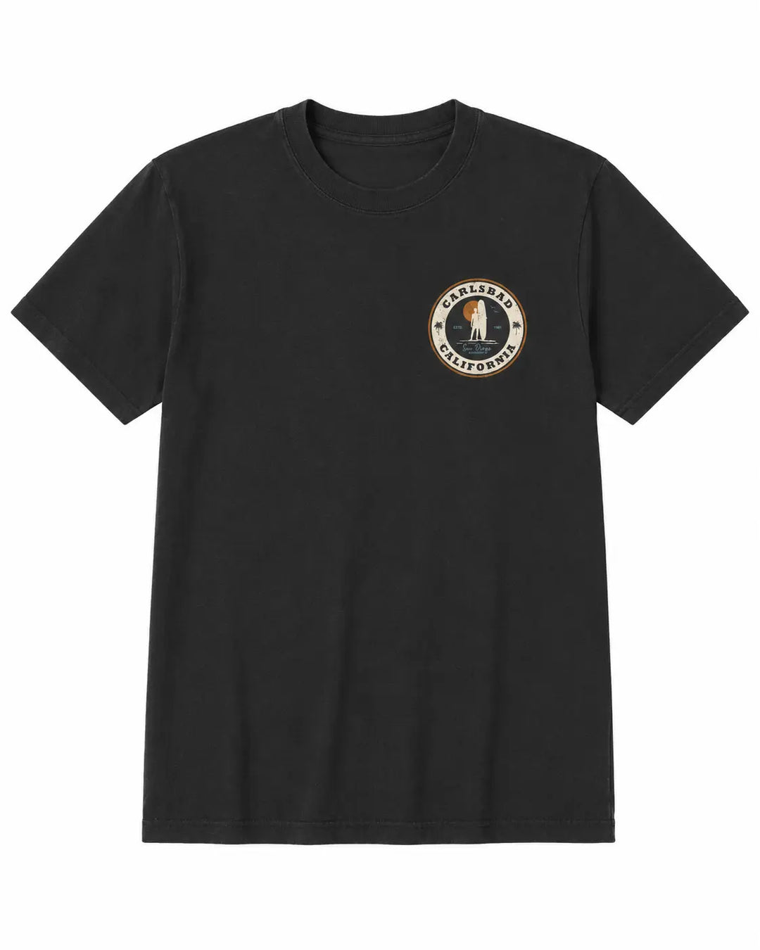SunDiego Men's Carlsbad Surf Check Tee - Pigment Black - Sun Diego Boardshop