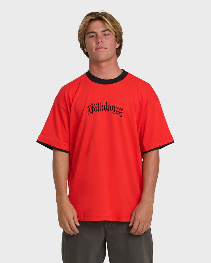 Billabong Men's Immortal Tipper Short Sleeve Knit T-Shirt - Deep Red