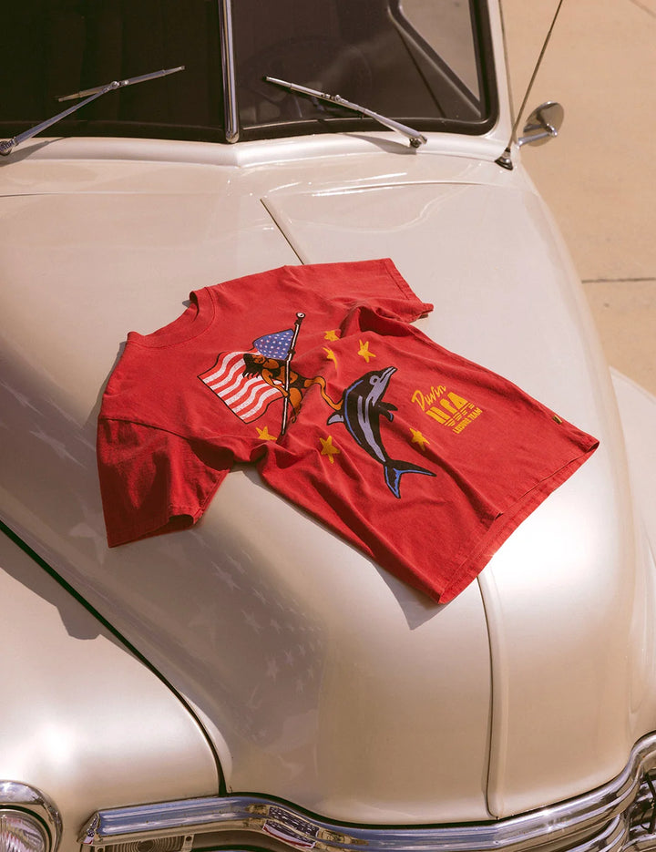 Duvin Men's USA Dolphin Rider Tee - Red - Sun Diego Boardshop