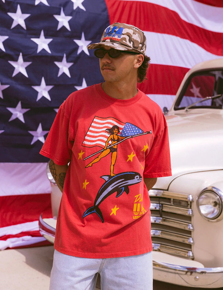 Duvin Men's USA Dolphin Rider Tee - Red - Sun Diego Boardshop
