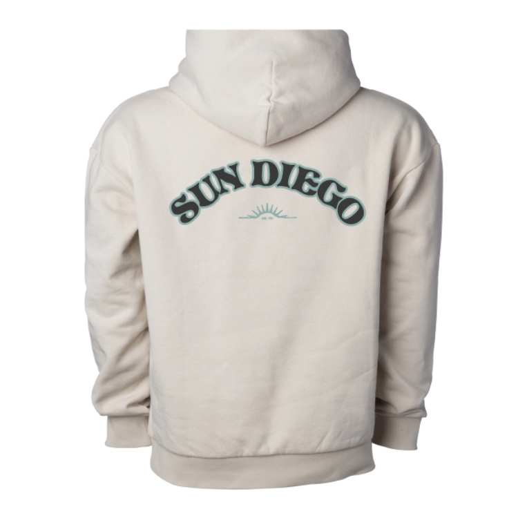 SUNDIEGO Logo Embroidery Heavy Pullover - Ivory - Sun Diego Boardshop