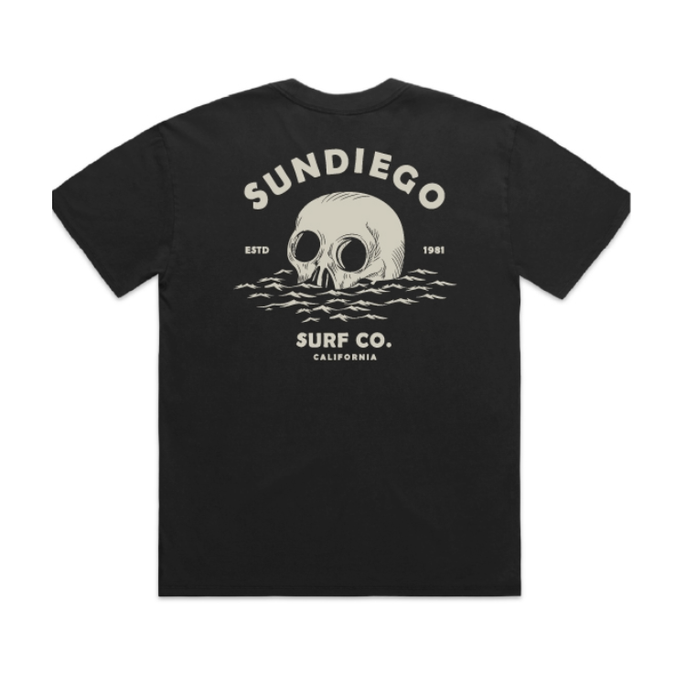 SUNDIEGO Deathwave Box Tee - Faded Black - Sun Diego Boardshop