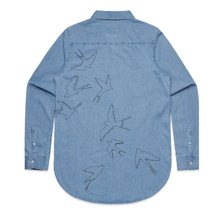 SunDiego SWALLOW STICH LS Woven  - Denim - Sun Diego Boardshop