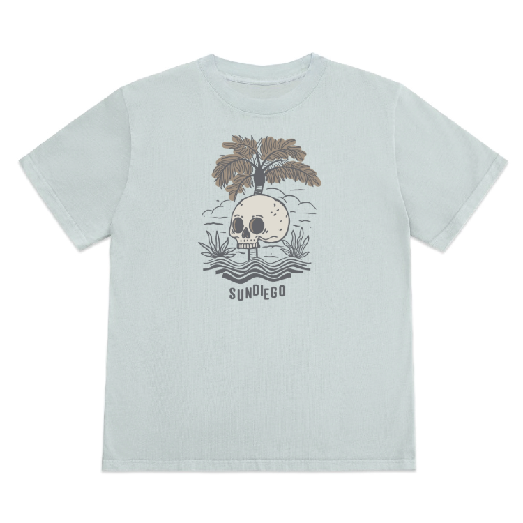 SunDiego Death Palm Box Tee - Vintage Light Blue - Sun Diego Boardshop