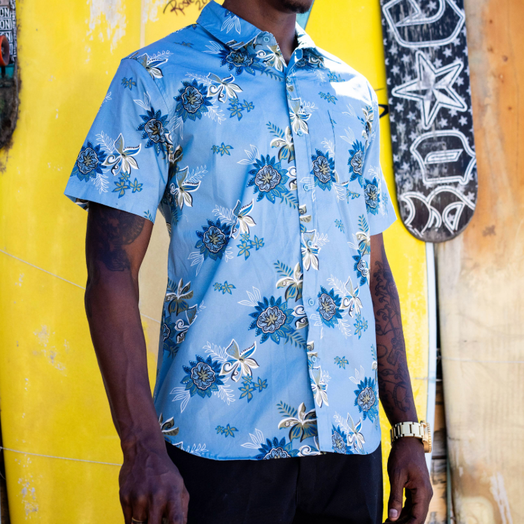 SunDiego Fiesta Short Sleeve Woven - Light Blue - Sun Diego Boardshop