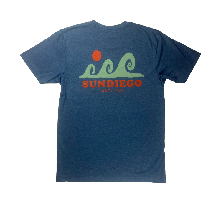 SunDiego TRES WAVES T-Shirt - Slate Heather - Sun Diego Boardshop