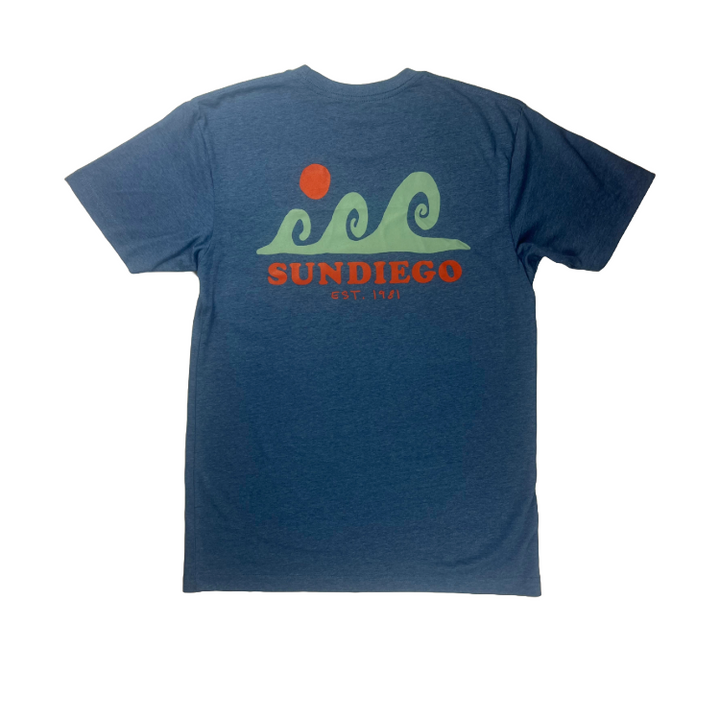 SunDiego TRES WAVES T-Shirt - Slate Heather - Sun Diego Boardshop