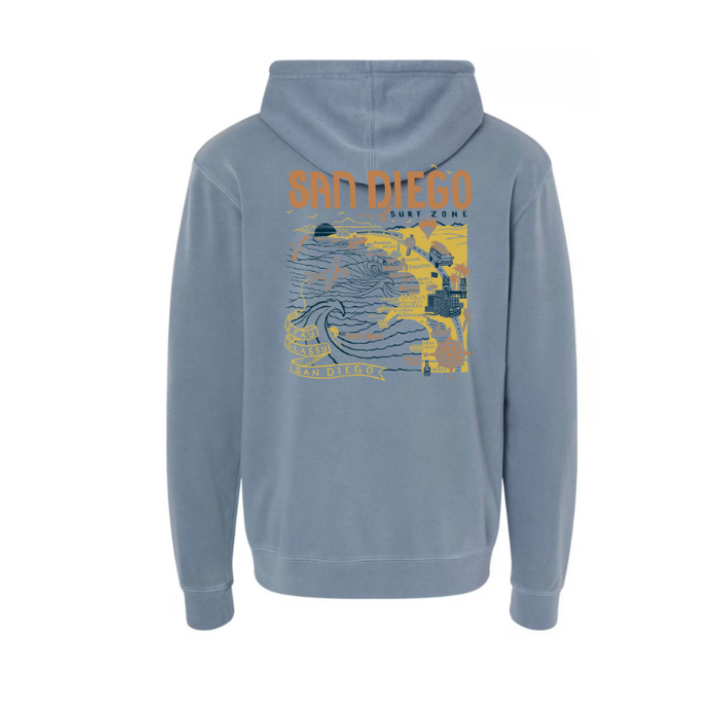 SunDiego SD MAP 3 COLOR PULLOVER HOODIE - SLATE - Sun Diego Boardshop