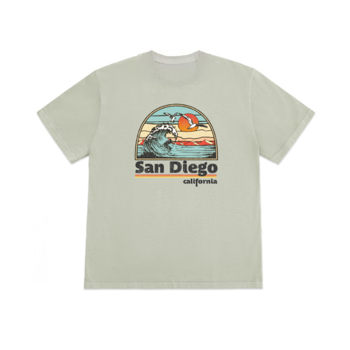 SunDiego HOT SESSION BOX TEE - SAGE - Sun Diego Boardshop