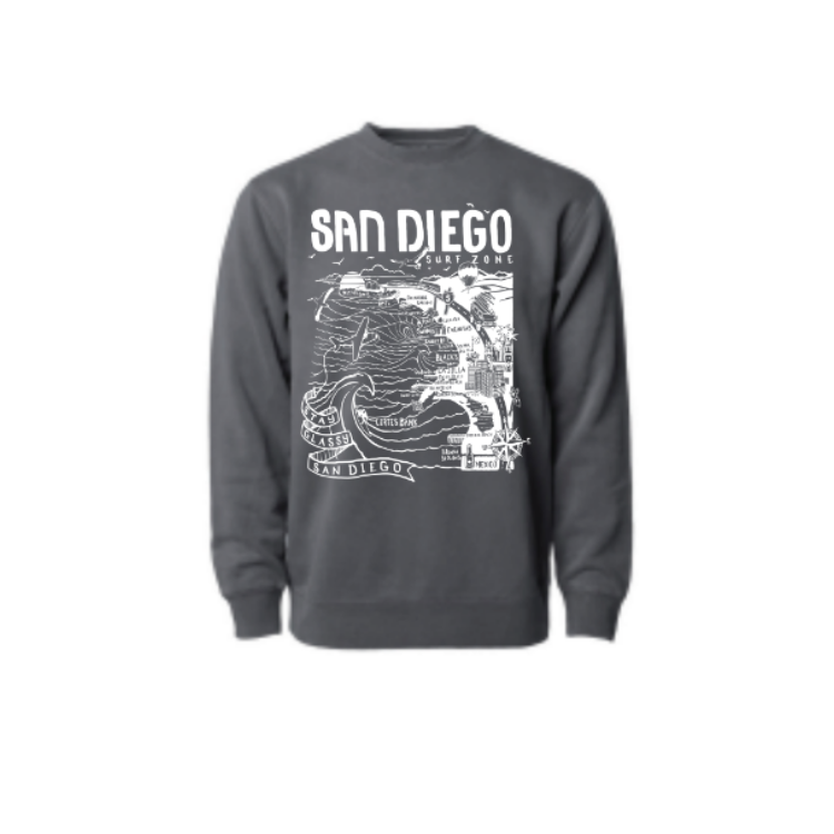 SunDiego WOMEN'S MAP FLEECE - BLACK/WHITE - Sun Diego Boardshop