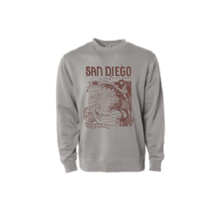 SunDiego WOMEN'S MAP FLEECE - CEMENT/BROWN - Sun Diego Boardshop