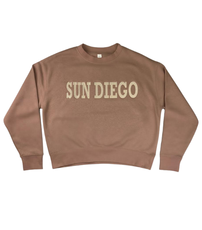 Sun Diego Fleece Embroidered Sweatshirts - Hazy Pink (Front)