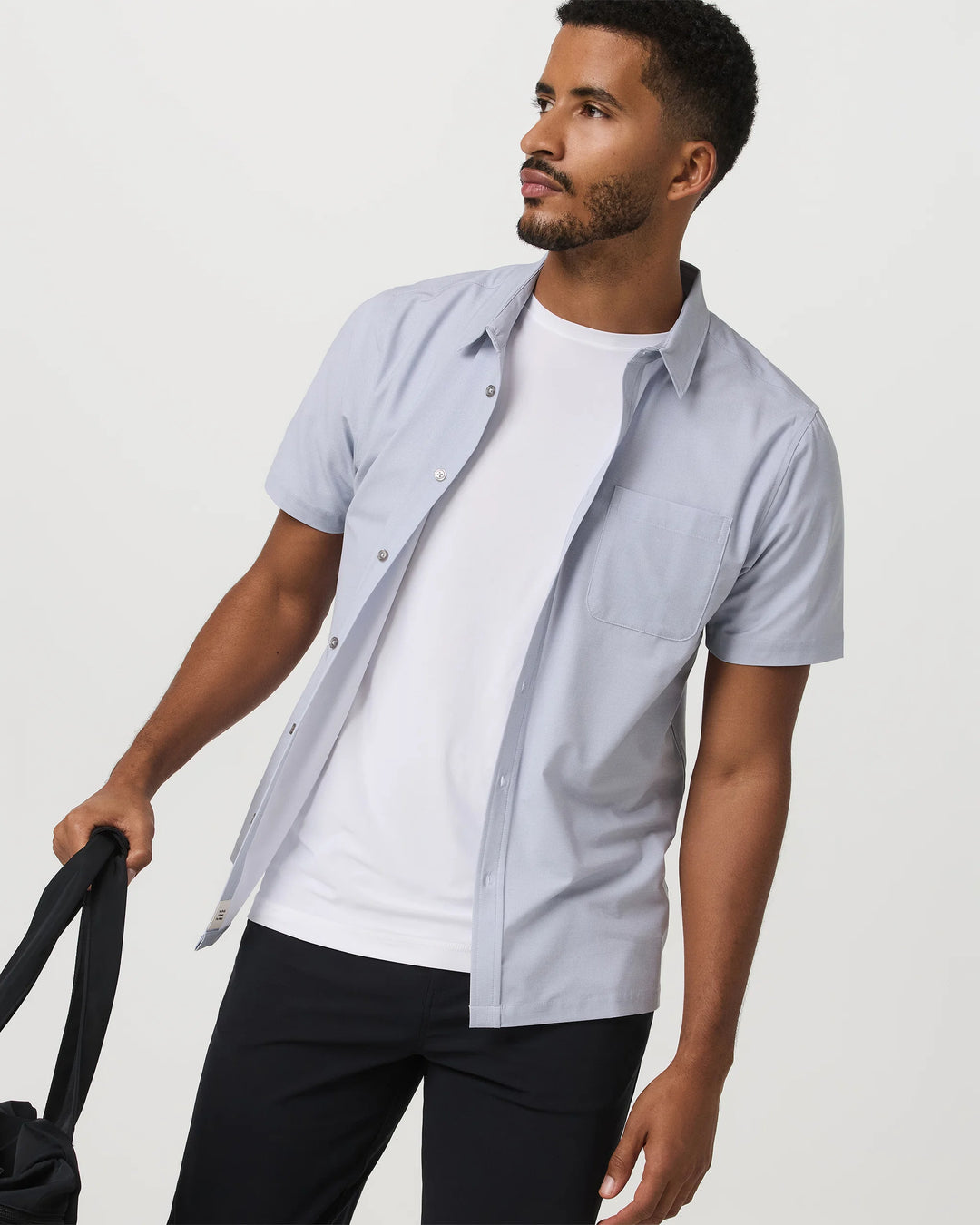 Vuori Men's Short Sleeve Bridge Button Down - Atmosphere Mini Stripe