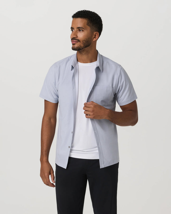 Vuori Men's Short Sleeve Bridge Button Down - Atmosphere Mini Stripe