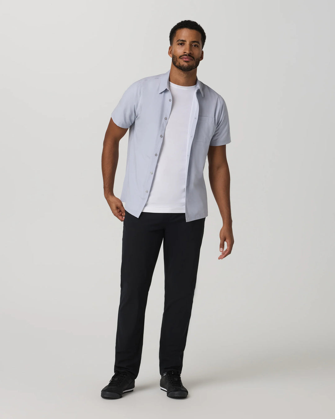 Vuori Men's Short Sleeve Bridge Button Down - Atmosphere Mini Stripe