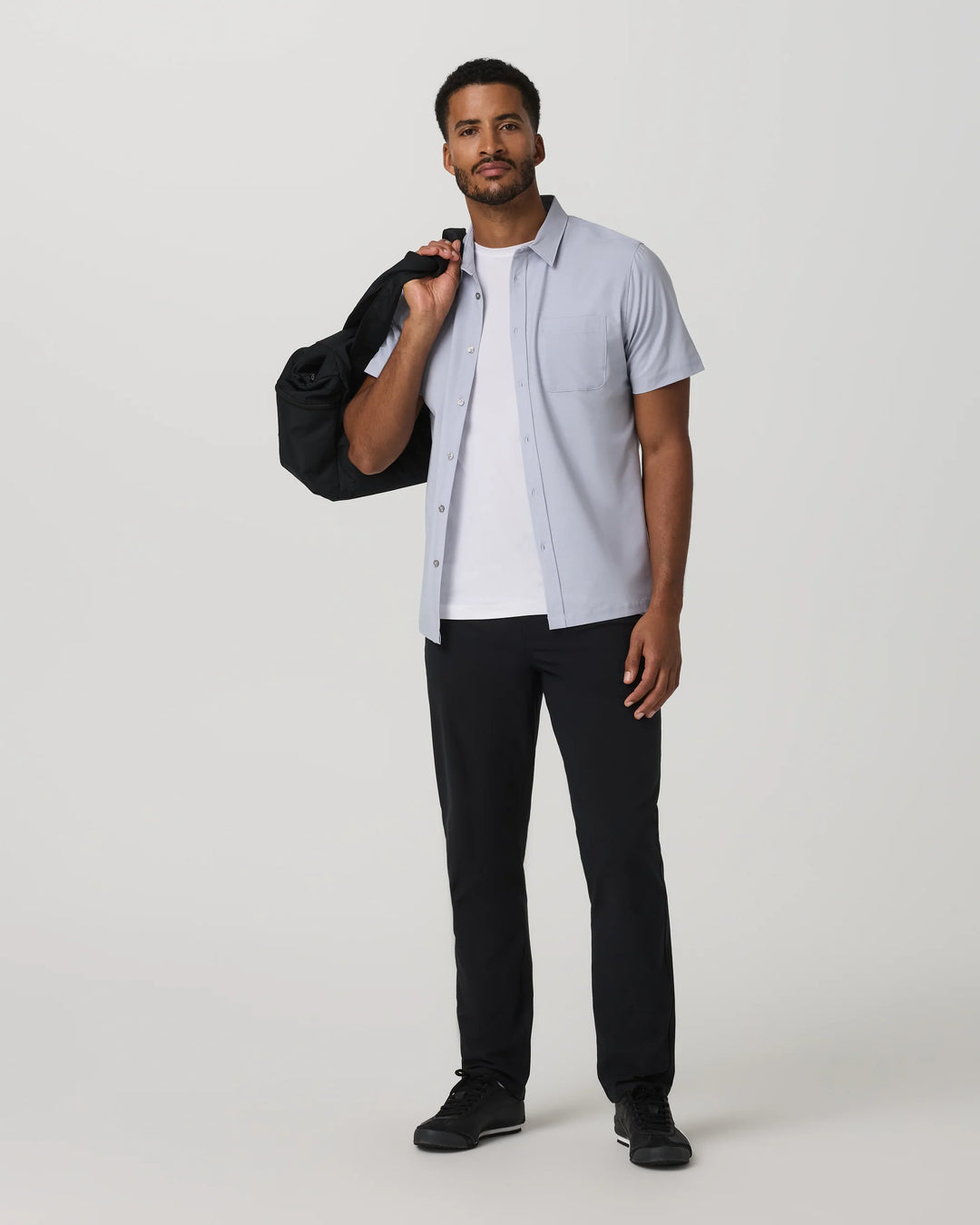Vuori Men's Short Sleeve Bridge Button Down - Atmosphere Mini Stripe