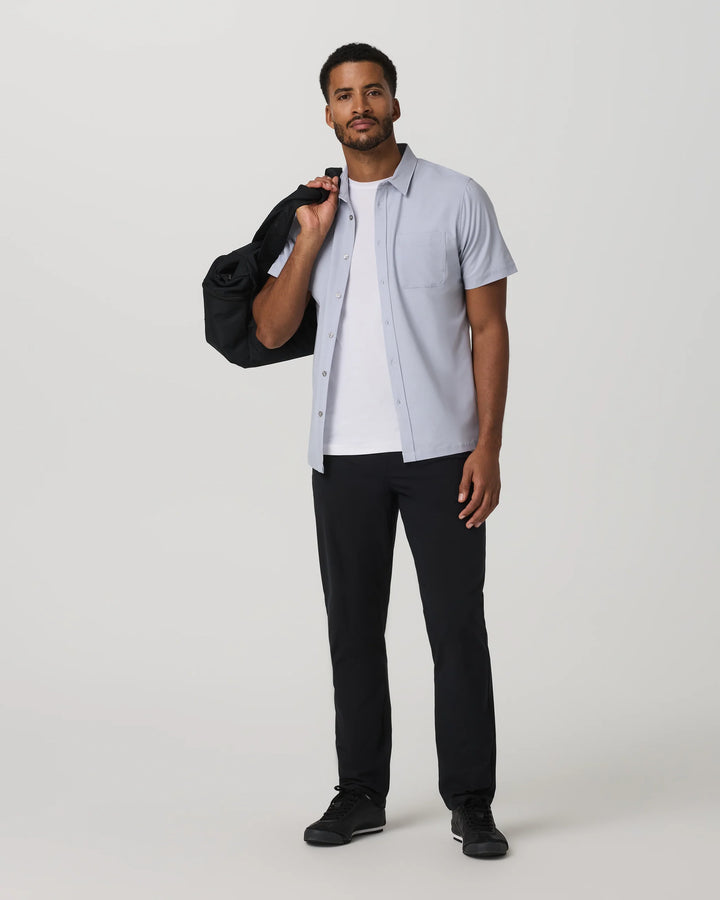 Vuori Men's Short Sleeve Bridge Button Down - Atmosphere Mini Stripe