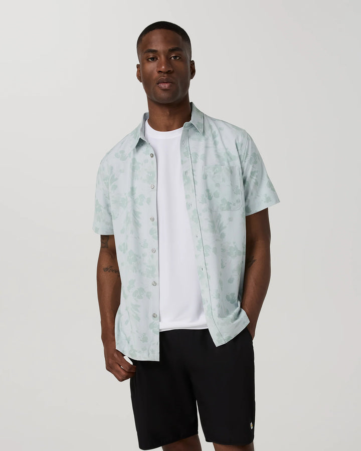Vuori Men's Short Sleeve Bridge Button Down - Storm Blue Fleur - Sun Diego Boardshop