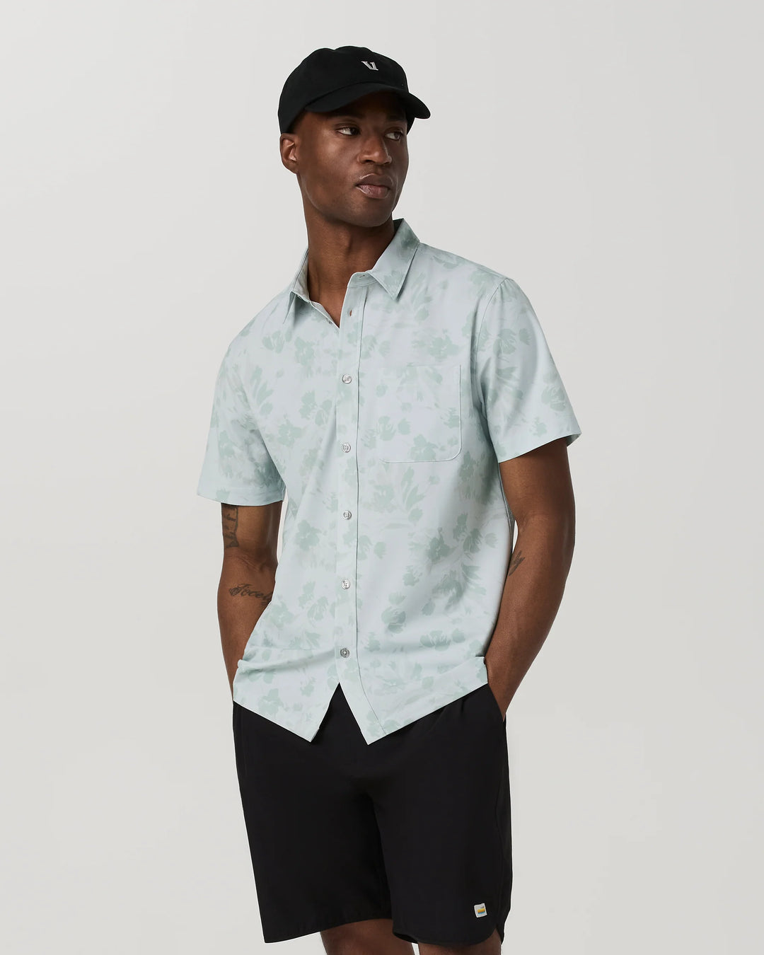Vuori Men's Short Sleeve Bridge Button Down - Storm Blue Fleur - Sun Diego Boardshop