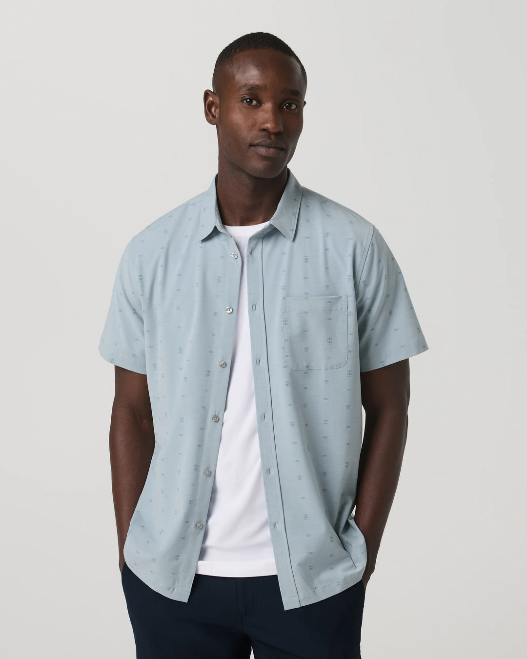 Vuori Men's Short Sleeve Bridge Button Down - Raindrop Stone - Sun Diego Boardshop